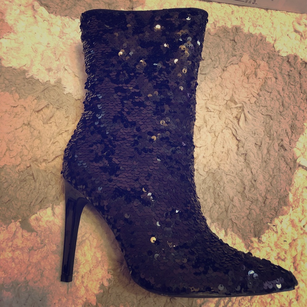 Black sequin boots